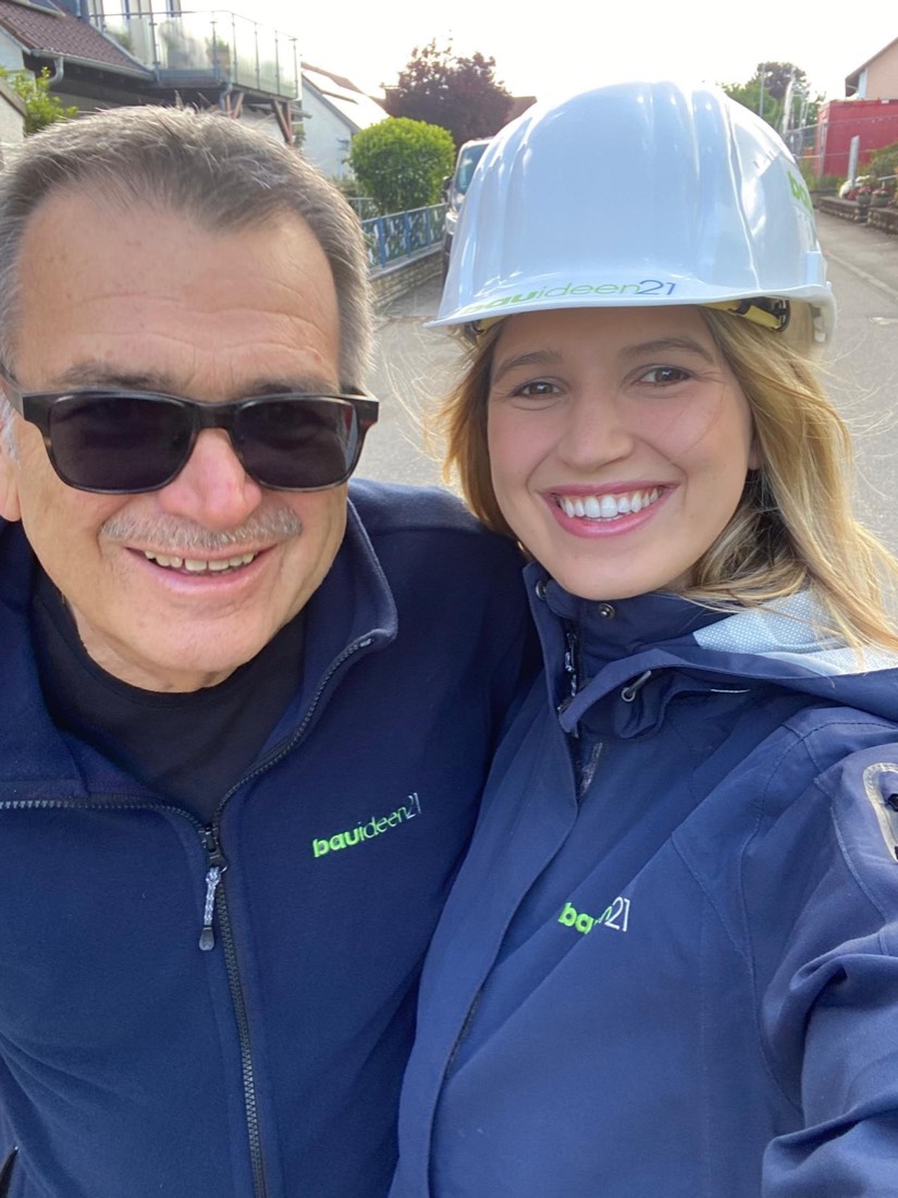Carina Depner mit ihrem Papa Walter auf der Baustelle